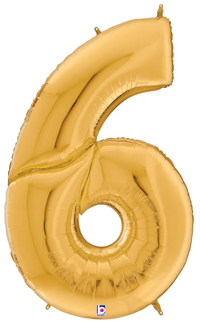 betallic-number-6-gold-gigaloon-folienballon-53-zoll image 1