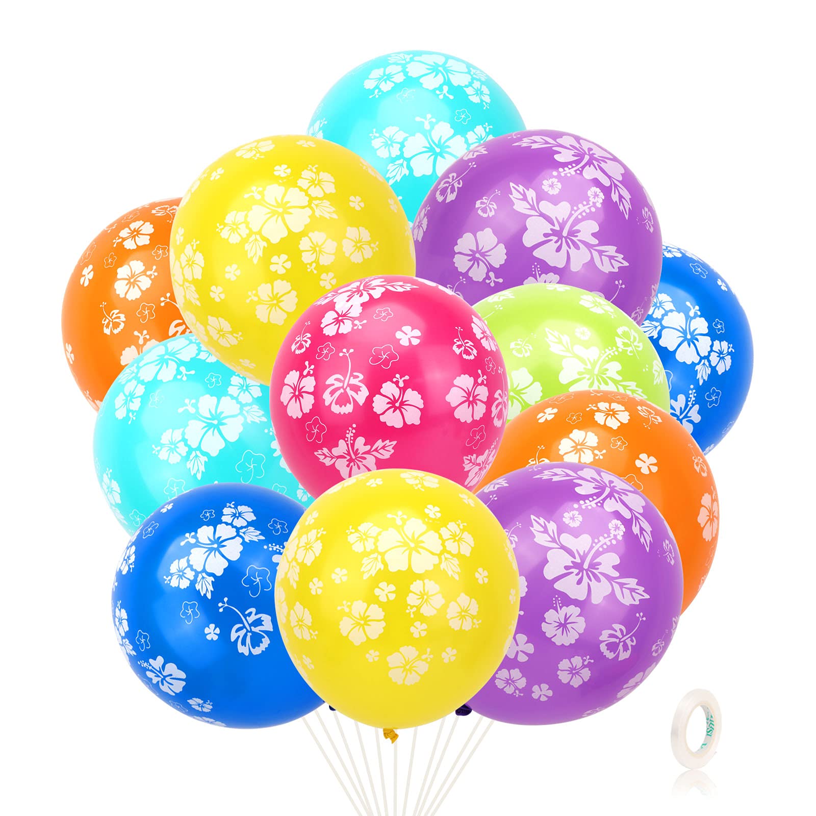 howaf-hawaii-luftballons-35-stk-latex-hibiskus-bunt-12-zoll image 1