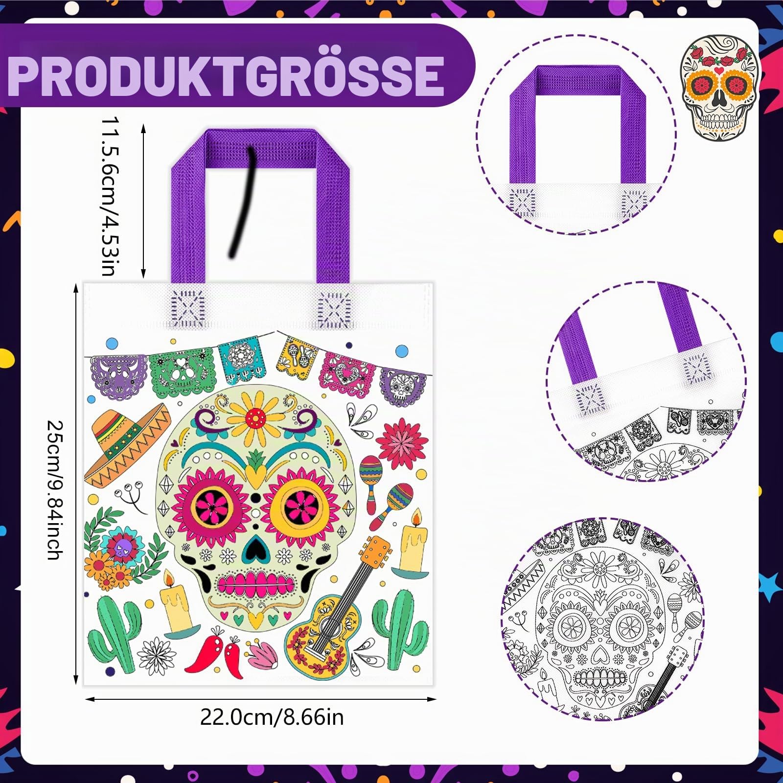 howaf-dia-de-los-muertos-t-ten-zum-bemalen-12er-bastelset-set-c image 2
