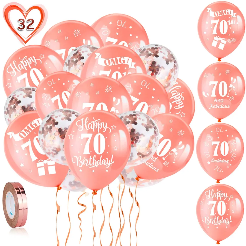 howaf-70-geburtstag-luftballons-set-ros-gold-30-teilig image 1