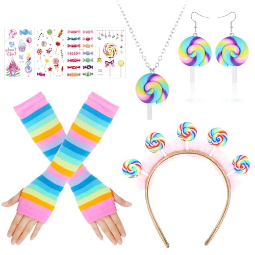 howaf-lollipop-kost-m-set-haarreif-handschuhe-tattoos-candy image 8