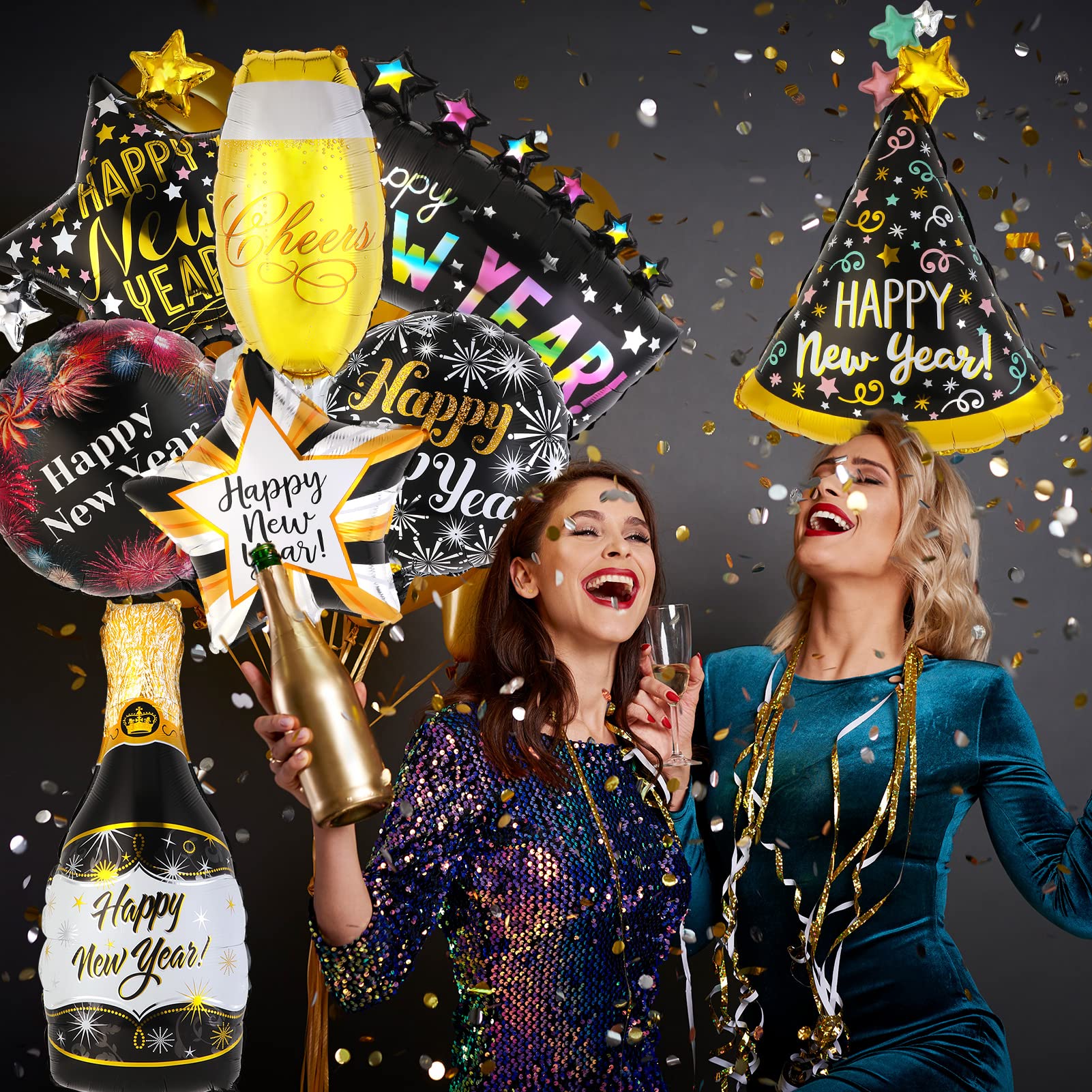 howaf-silvester-2027-folienballons-8er-set-schwarz-gold image 6