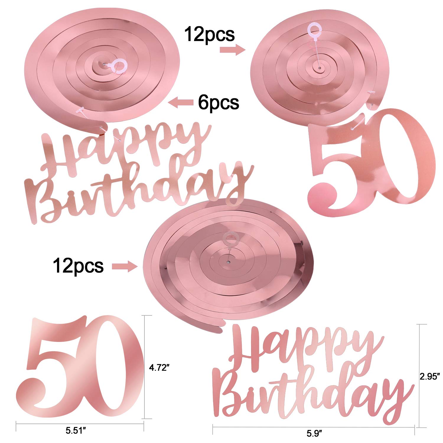 howaf-50-geburtstag-deko-h-ngedeko-ros-gold-30-tlg-konfetti image 2
