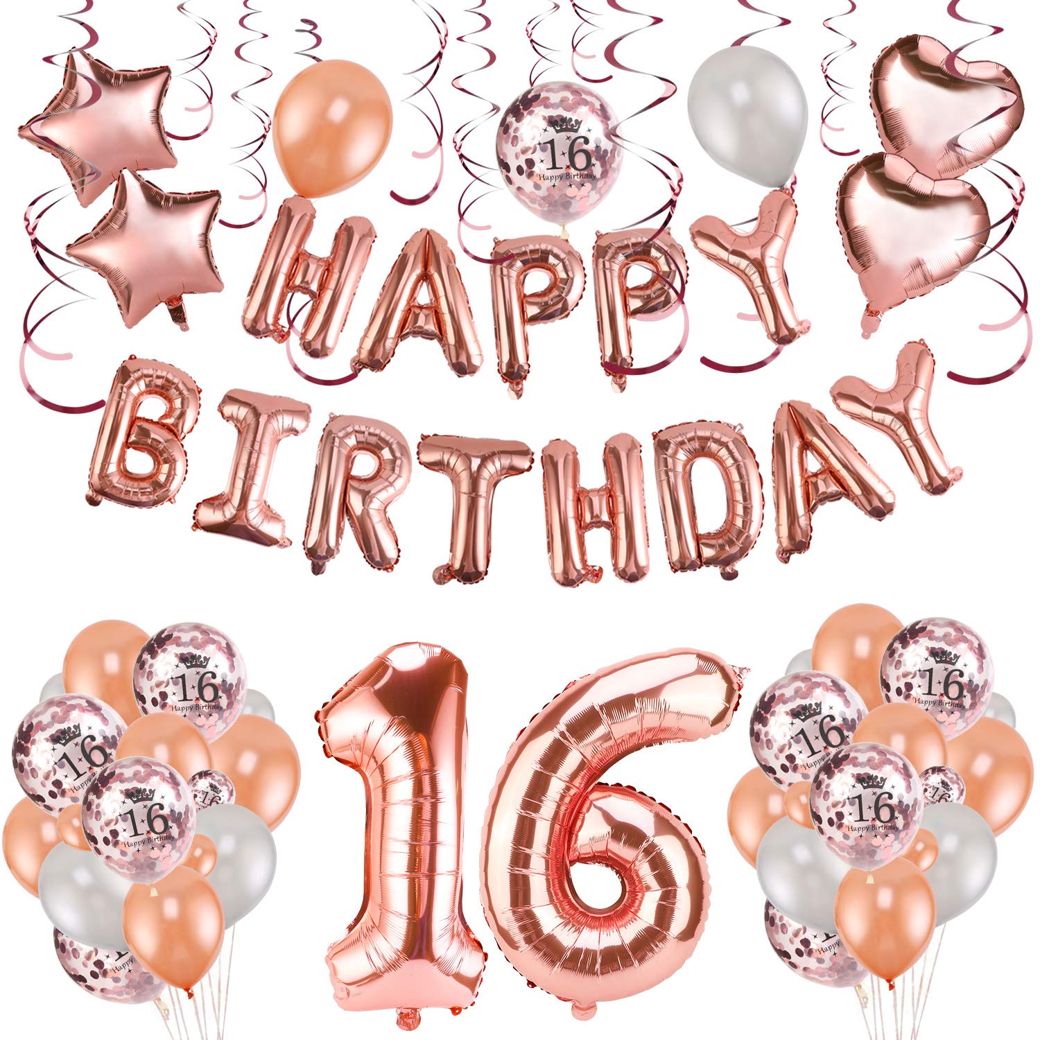 howaf-16-geburtstag-deko-luftballon-set-ros-gold-sweet-16 image 2