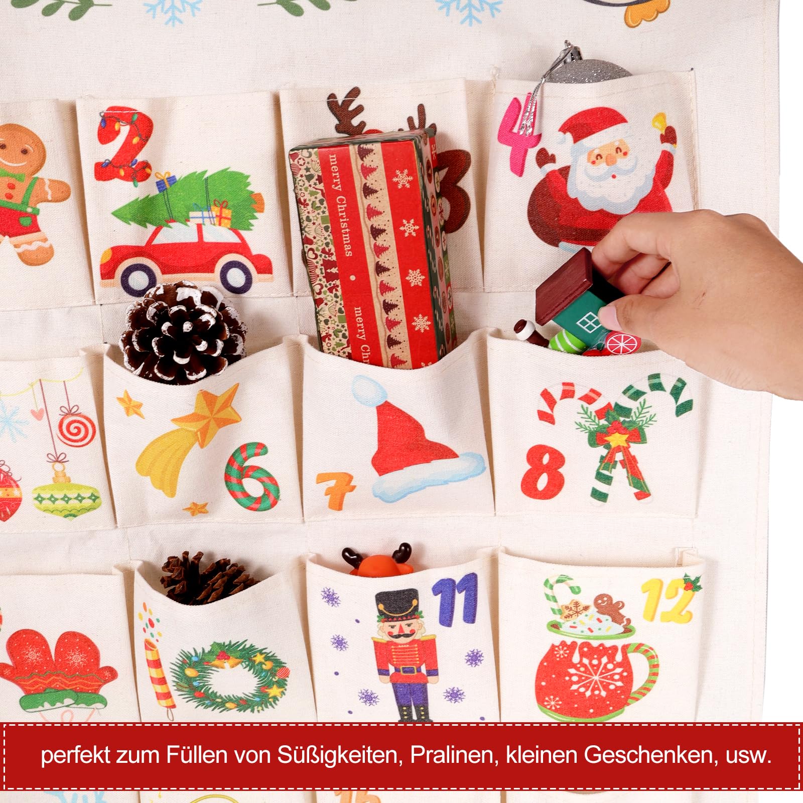 howaf-adventskalender-stoff-wandkalender-set-a-24-taschen-wiederverwendbar image 3