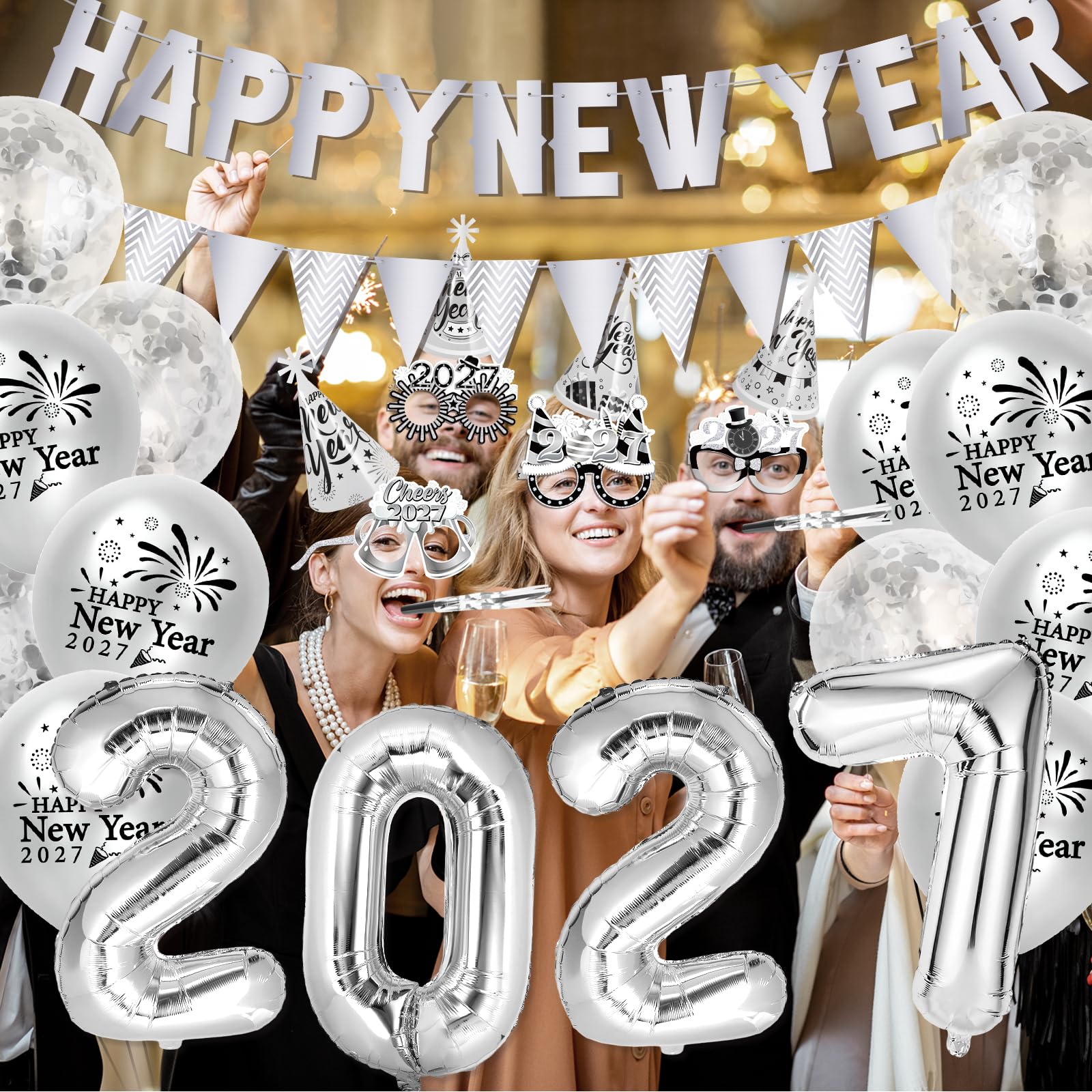 howaf-silvester-deko-2027-silber-party-set-folienballon image 6