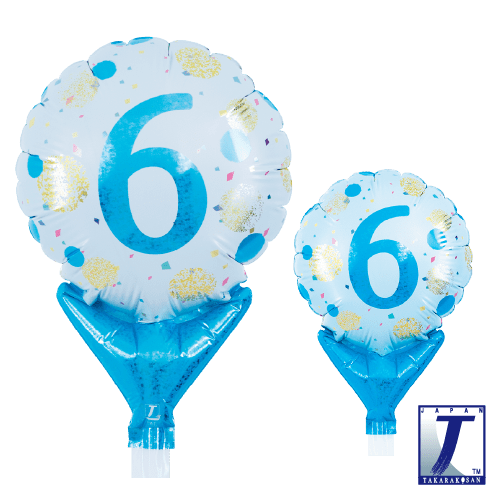 takara-upright-round-5-gold-blue-dots-no-6-folienballon image 1