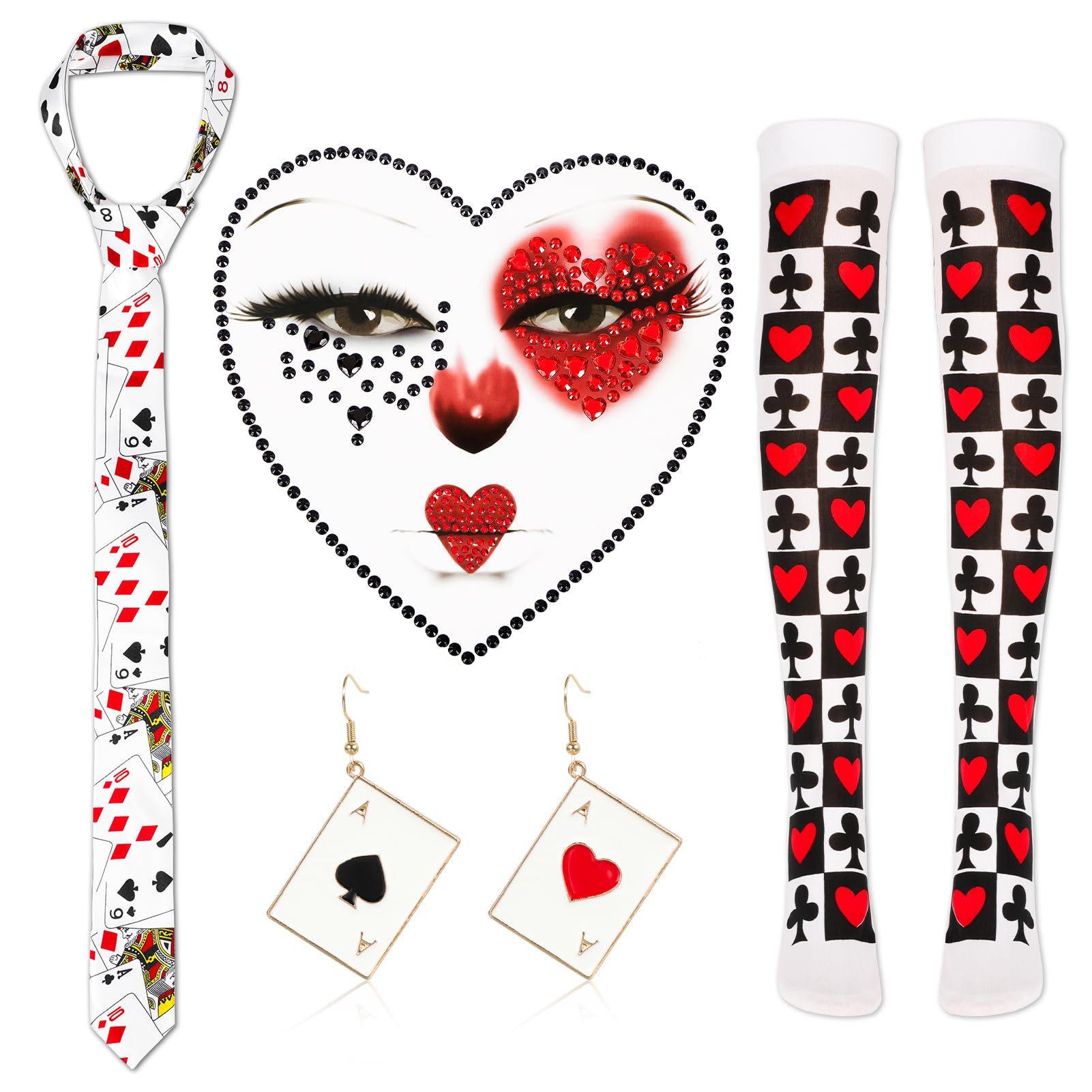 howaf-karneval-kost-m-damen-poker-set-krawatte-str-mpfe image 1
