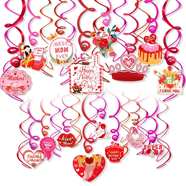 howaf-muttertag-h-ngedeko-spiralen-30-st-ck-folie-rot-rosa image 1