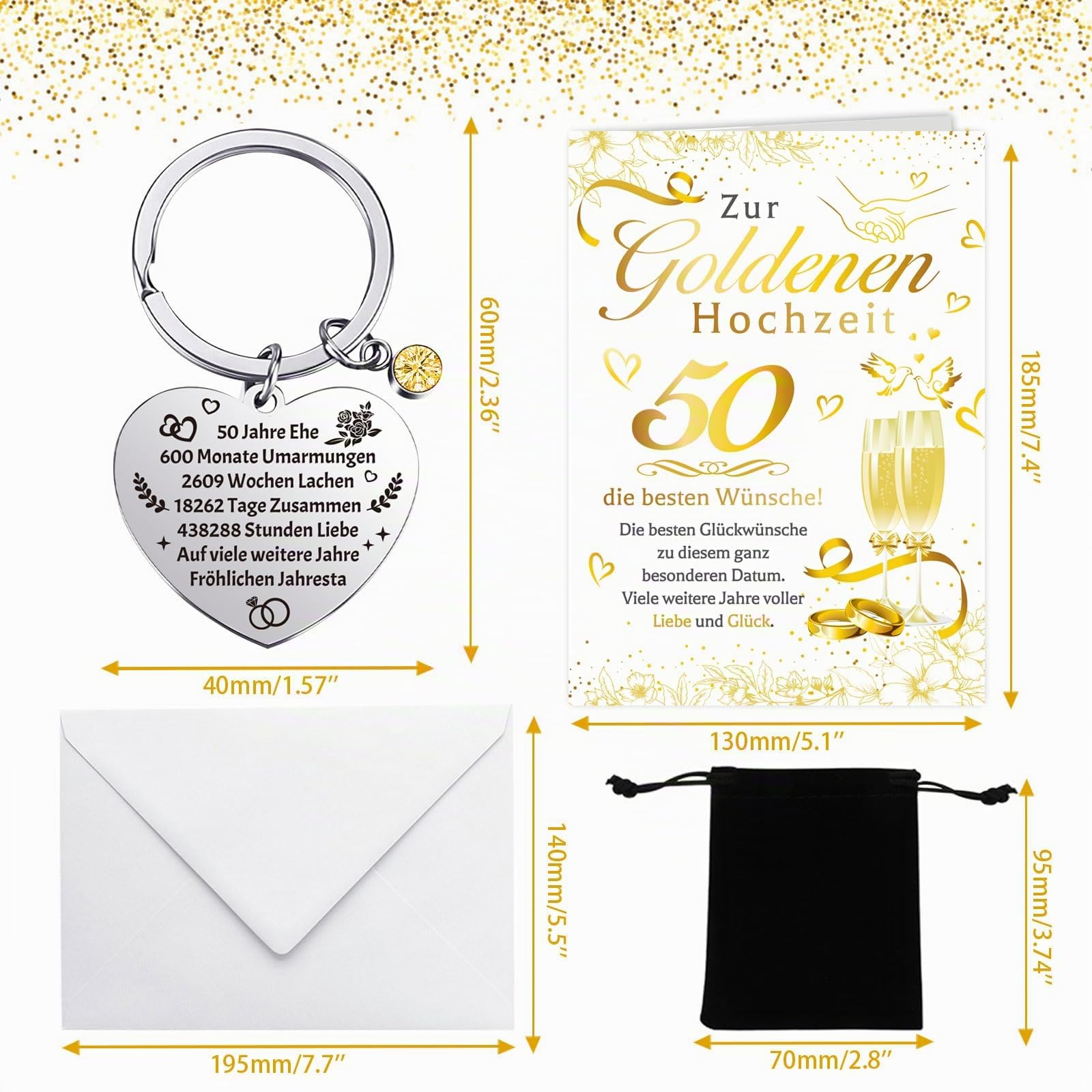 howaf-goldene-hochzeit-karte-mit-schl-sselanh-nger-50-jahre image 2