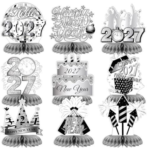 howaf-happy-new-year-waben-tischdeko-silber-9-st-ck-silvester image 8