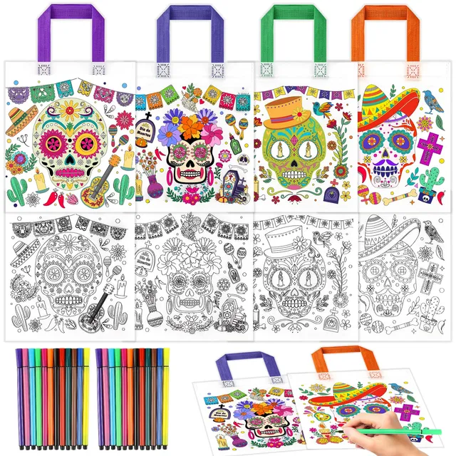 howaf-dia-de-los-muertos-t-ten-zum-bemalen-12er-bastelset-set-c image 1