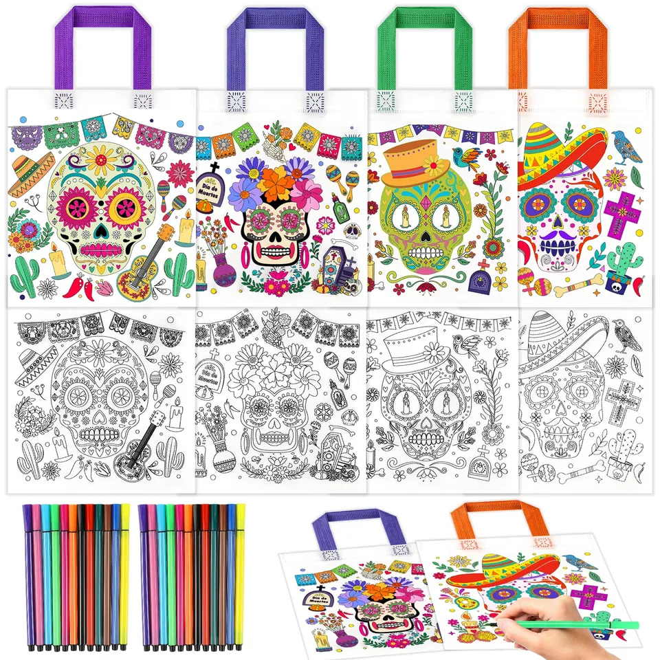 howaf-dia-de-los-muertos-t-ten-zum-bemalen-12er-bastelset-set-c image 1