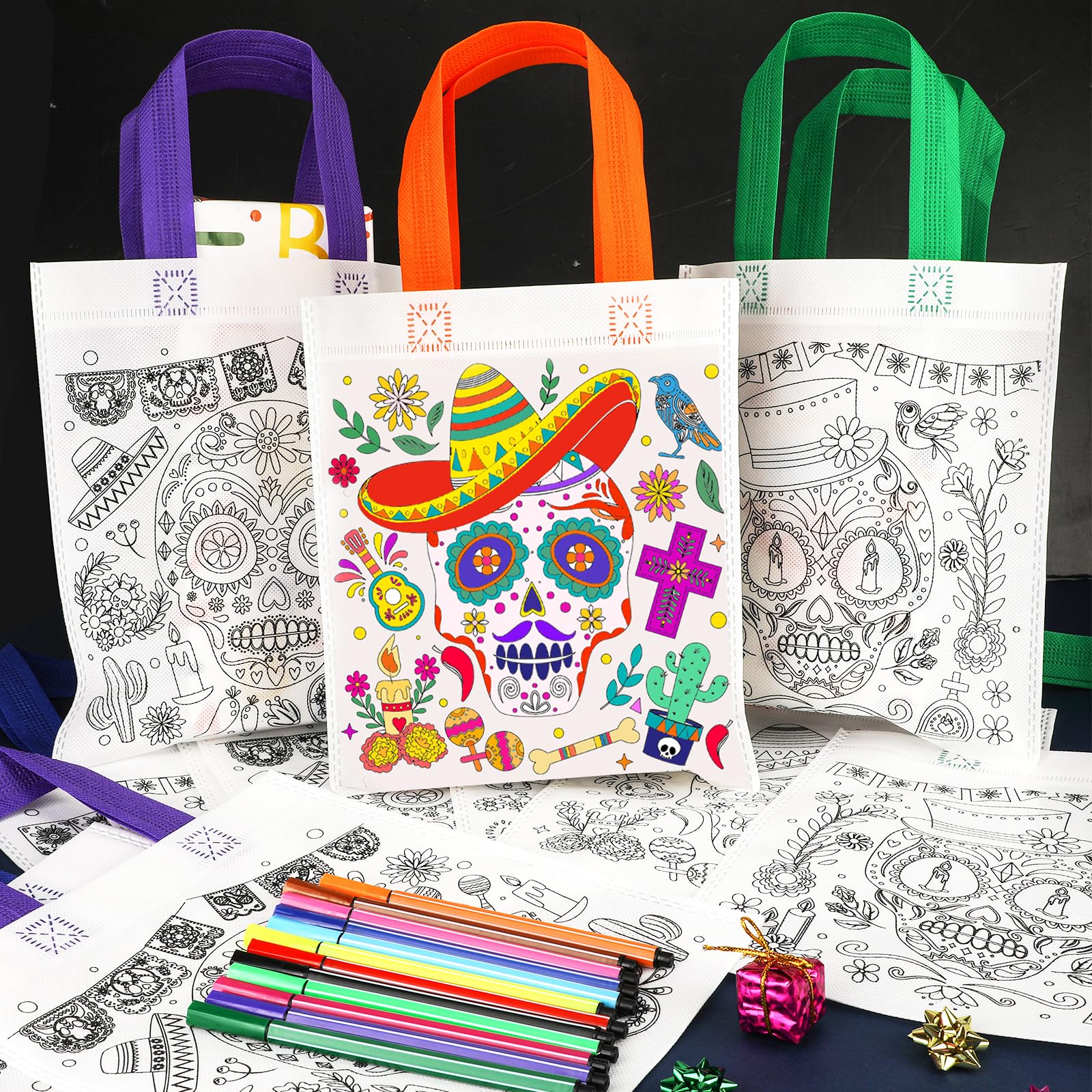 howaf-dia-de-los-muertos-t-ten-zum-bemalen-12er-bastelset-set-c image 4