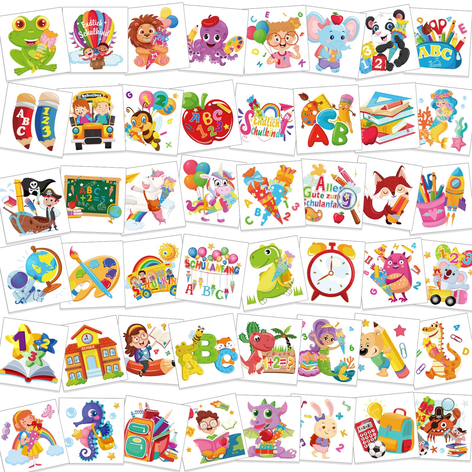 howaf-einschulung-tattoos-kinder-96-st-ck-schulanfang-set image 1
