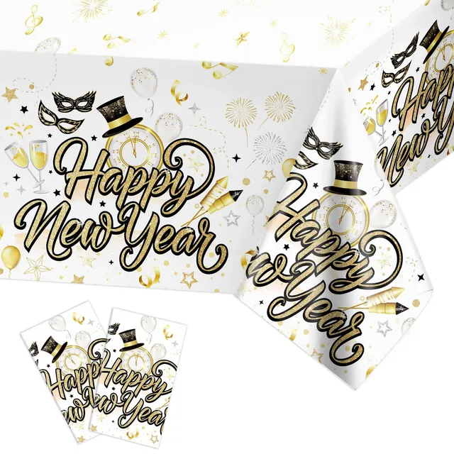 howaf-silvester-tischdecke-wei-gold-2er-einweg-tischdecke-wasserdicht image 1