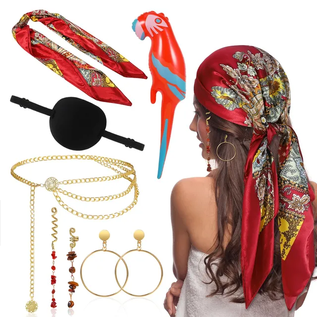 howaf-piratenkost-m-damen-rot-accessoire-set-6-teilig image 1