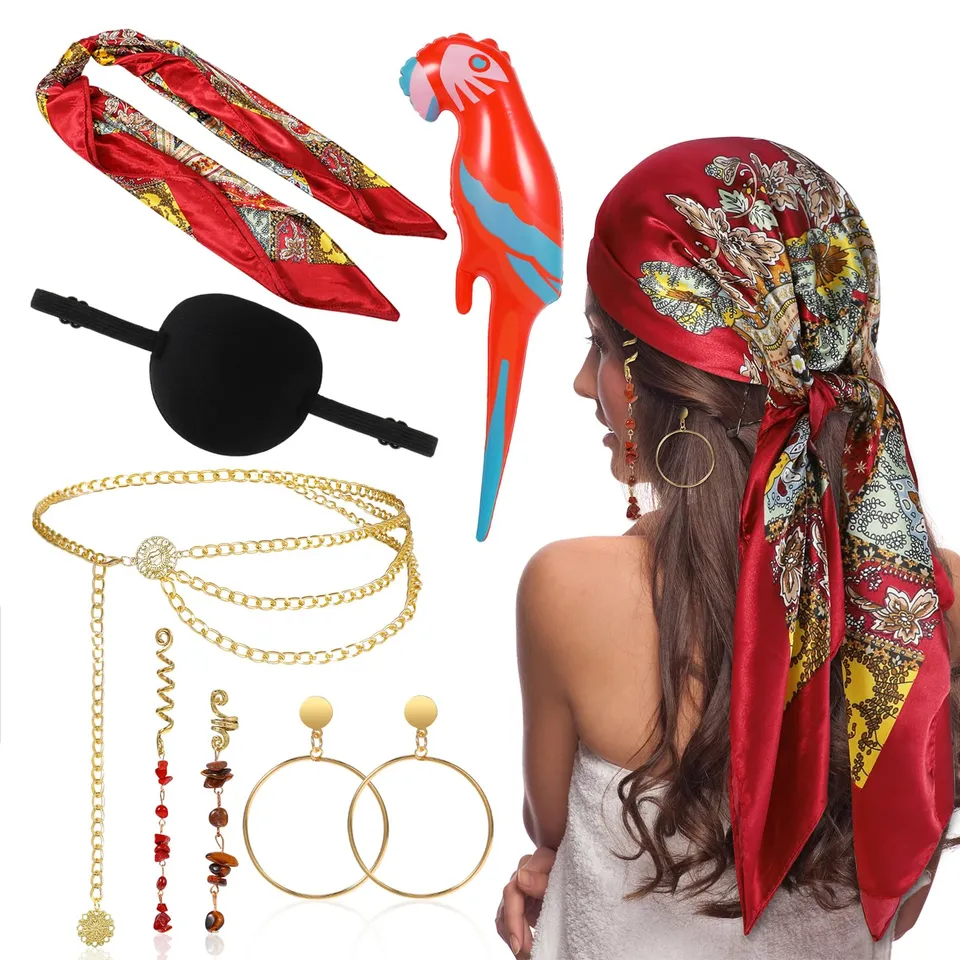 howaf-piratenkost-m-damen-rot-accessoire-set-6-teilig image 1