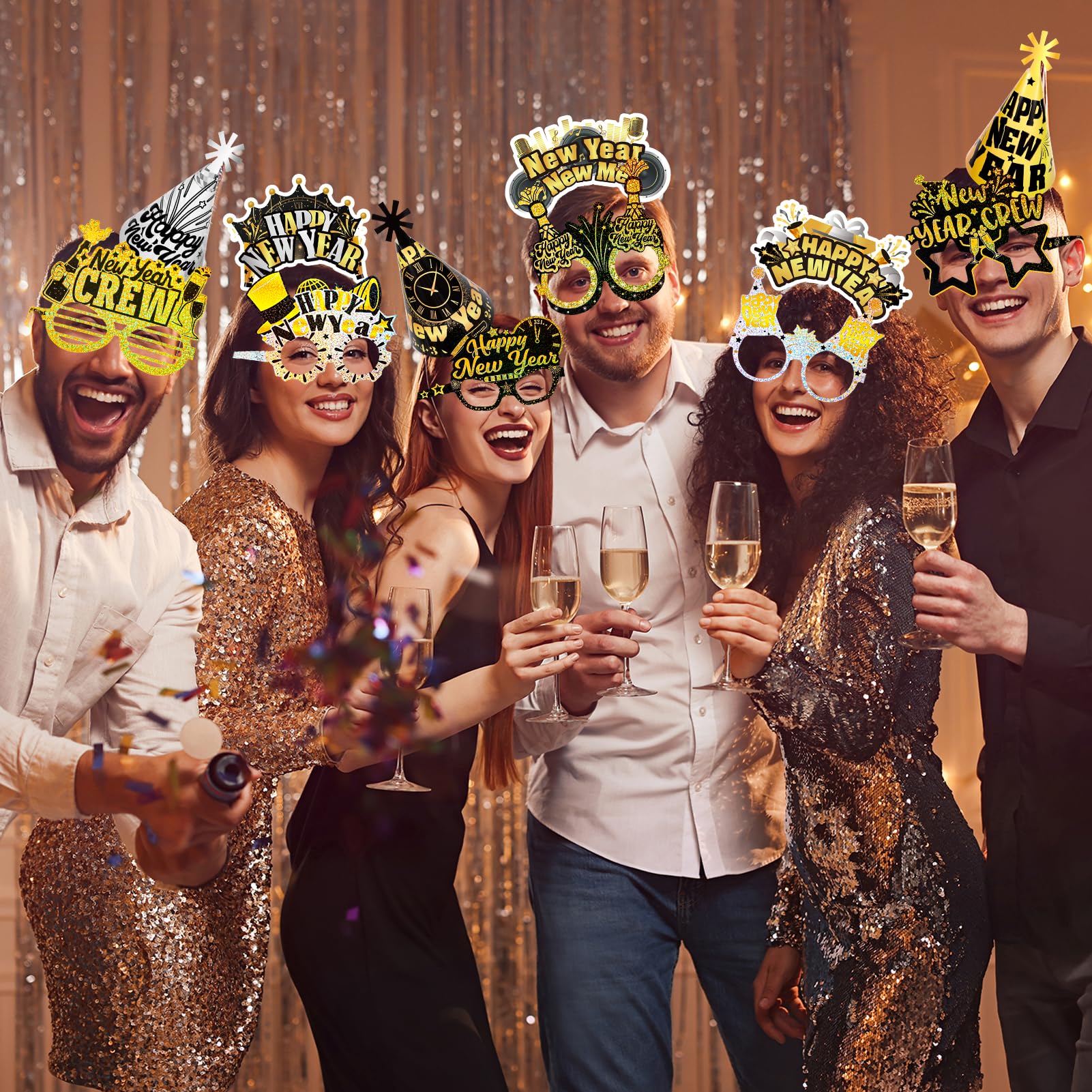 howaf-silvester-deko-2027-schwarz-gold-24-teilig-party-set image 6