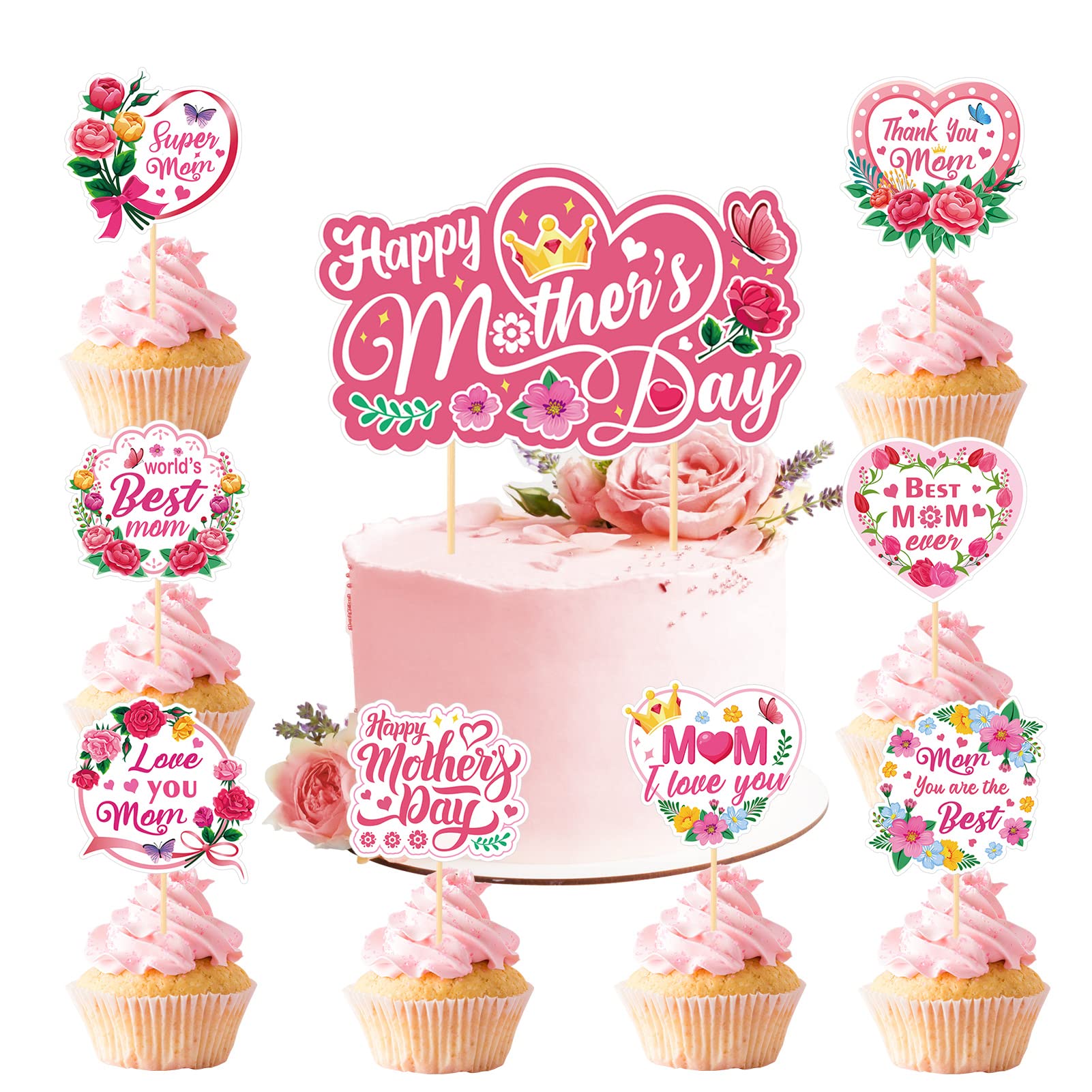 howaf-muttertag-tortendeko-cake-topper-25-st-ck-blumen image 1