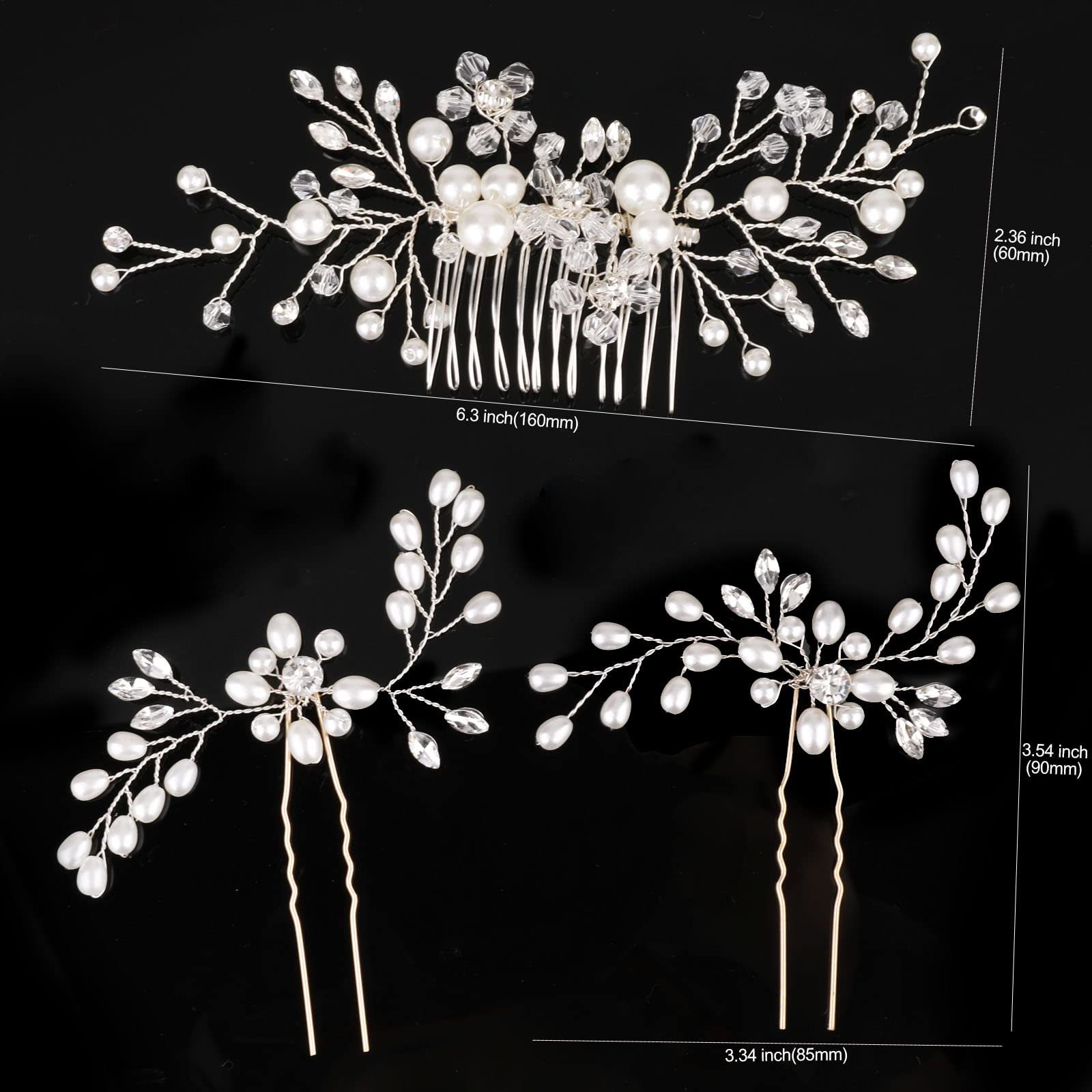 howaf-braut-haarschmuck-3er-set-blume-kristall-perlen image 2