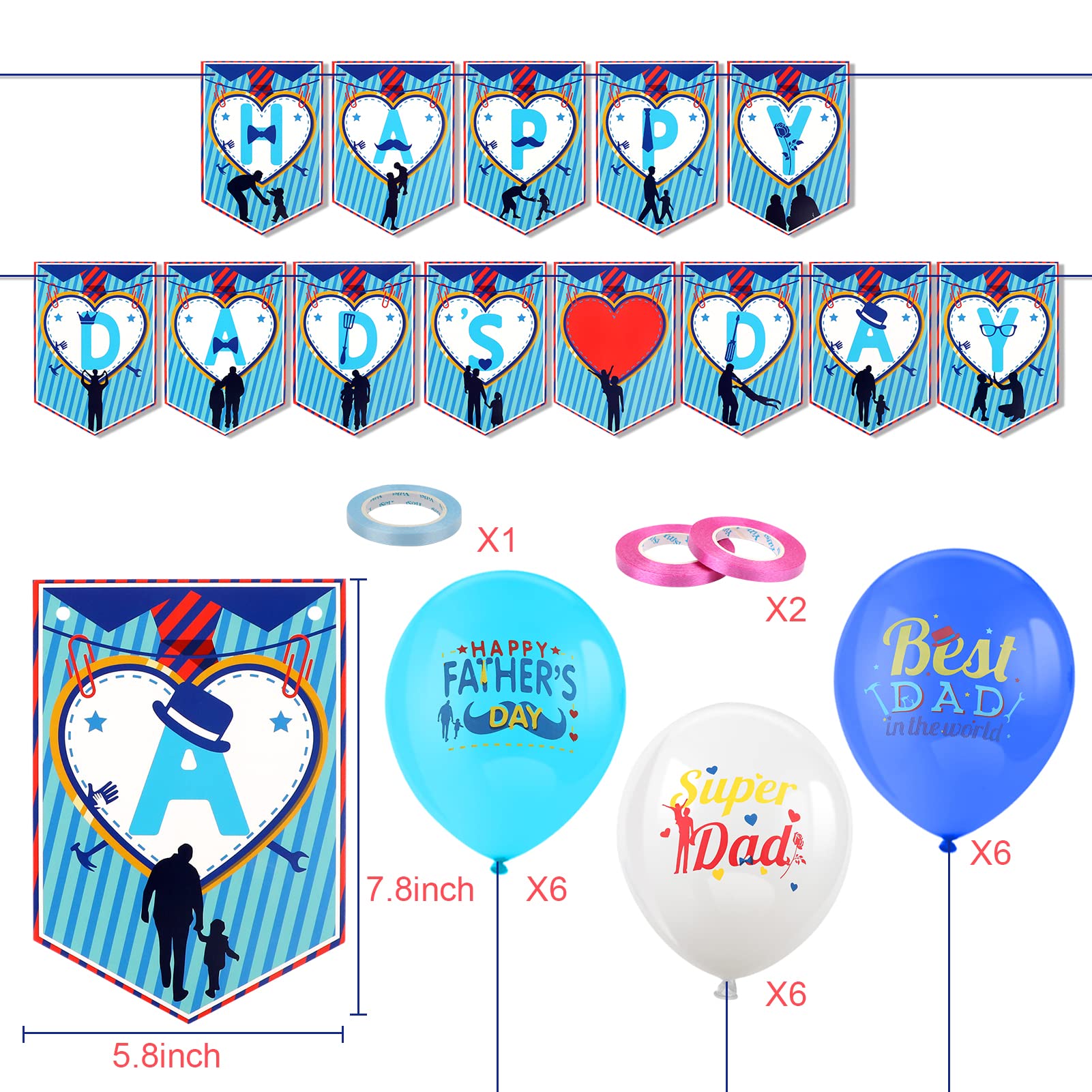 howaf-vatertag-luftballons-deko-set-blau-18-ballons-banner image 2