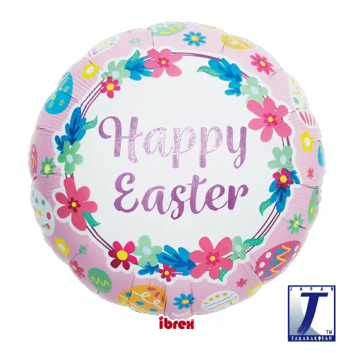 takara-ibrex-round-14-zoll-ballon-happy-easter-rosa image 1