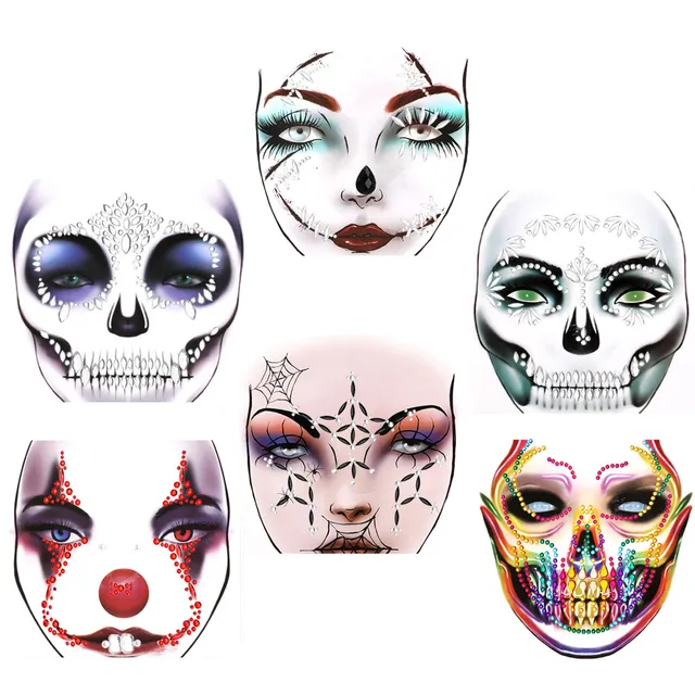 howaf-gesicht-edelsteine-halloween-tattoo-6er-selbstklebend image 1