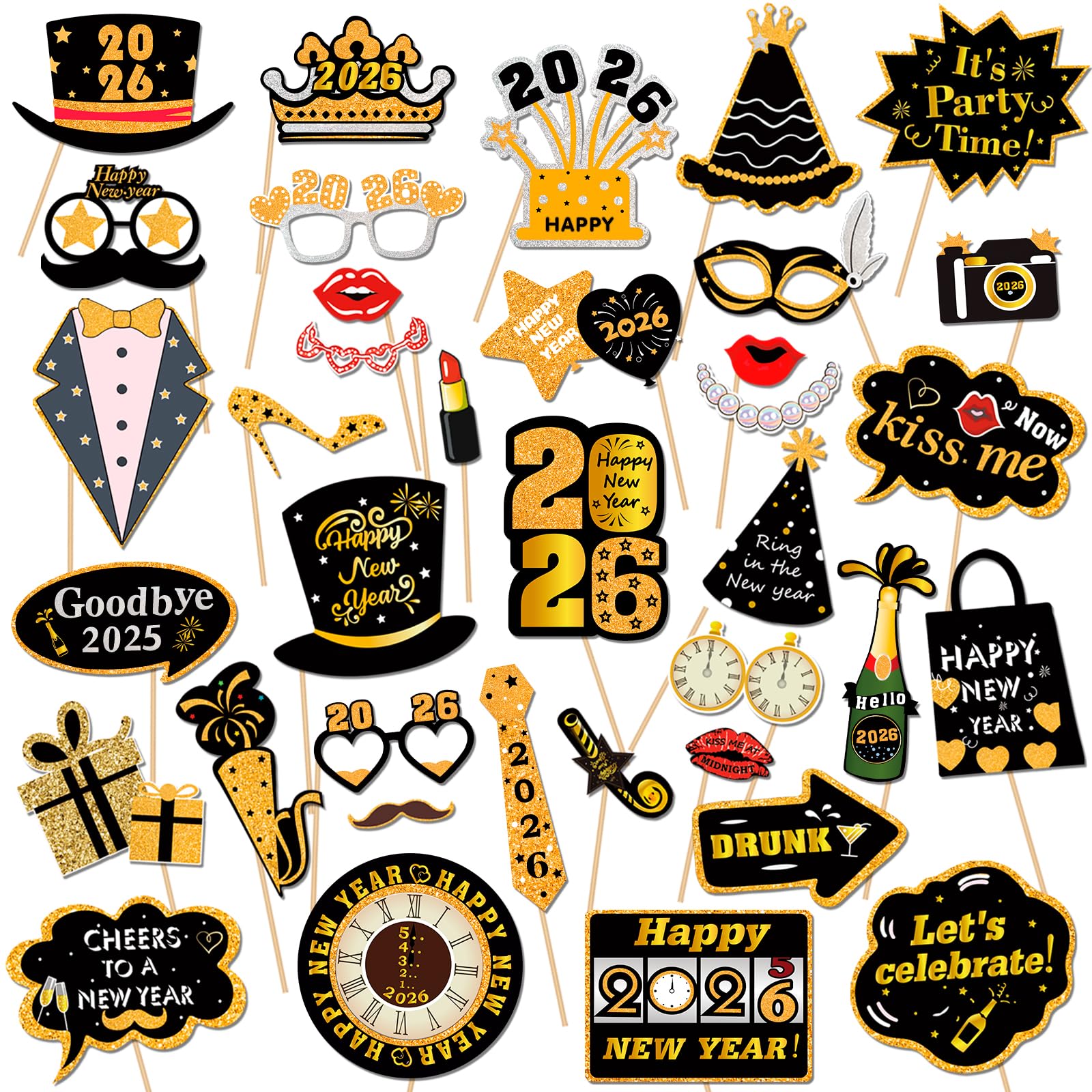 howaf-silvester-fotobox-41-st-ck-schwarz-gold-2026 image 1