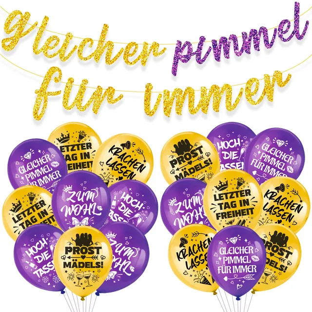 howaf-gleicher-pimmel-f-r-immer-jga-set-banner-luftballons-lila-gold image 1