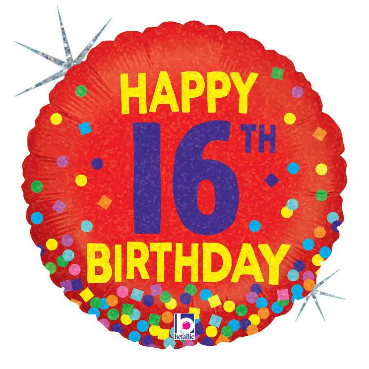 betallic-16th-birthday-confetti-folienballon-18-zoll-rund image 1
