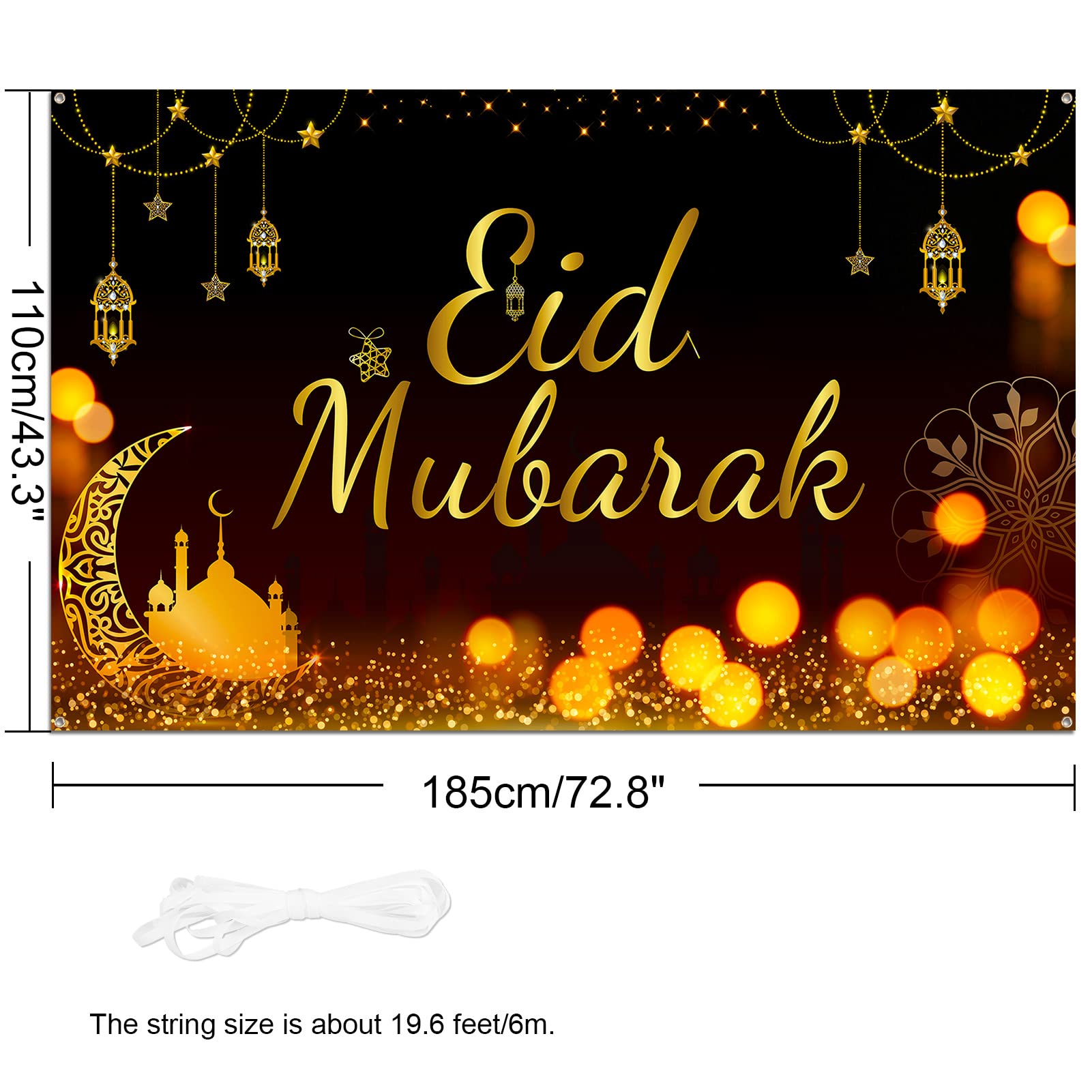 howaf-eid-mubarak-banner-schwarz-gold-185x110cm-stoff-hintergrund image 2
