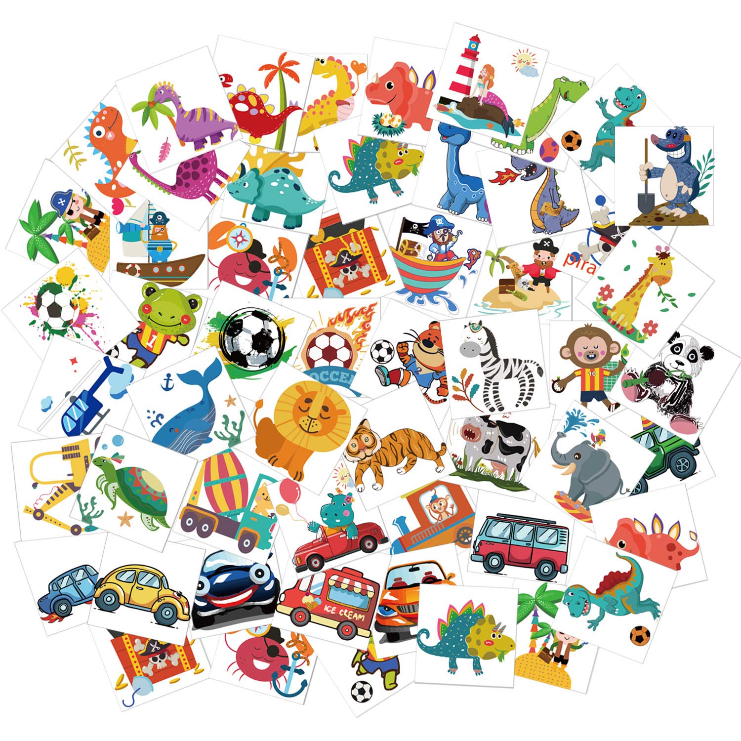 howaf-tattoo-kinder-96-st-ck-mehrfarbig-piraten-dino-fu-ball image 5