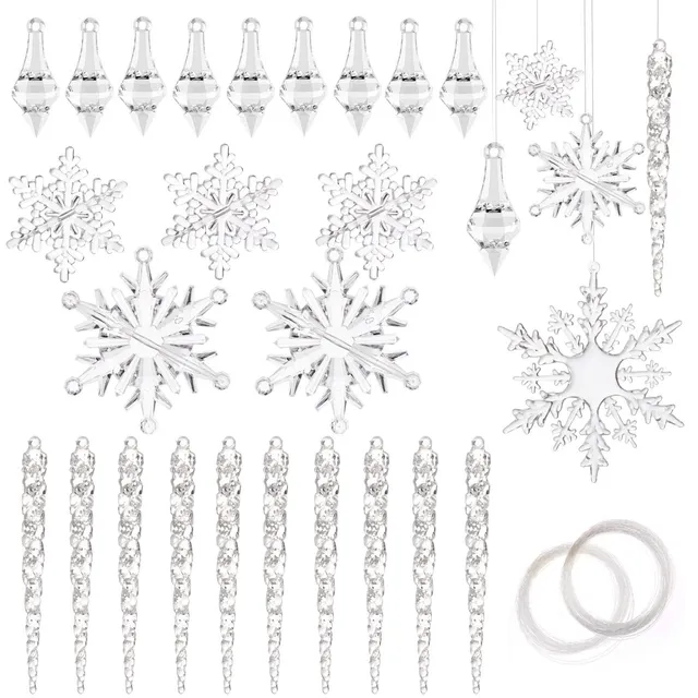 howaf-christbaumschmuck-40tlg-eiszapfen-schneeflocken-acryl image 1