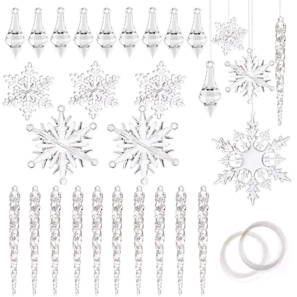 howaf-christbaumschmuck-40tlg-eiszapfen-schneeflocken-acryl image 1