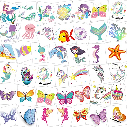 howaf-glitzer-tattoo-kinder-einhorn-meerjungfrau-80er-set image 7