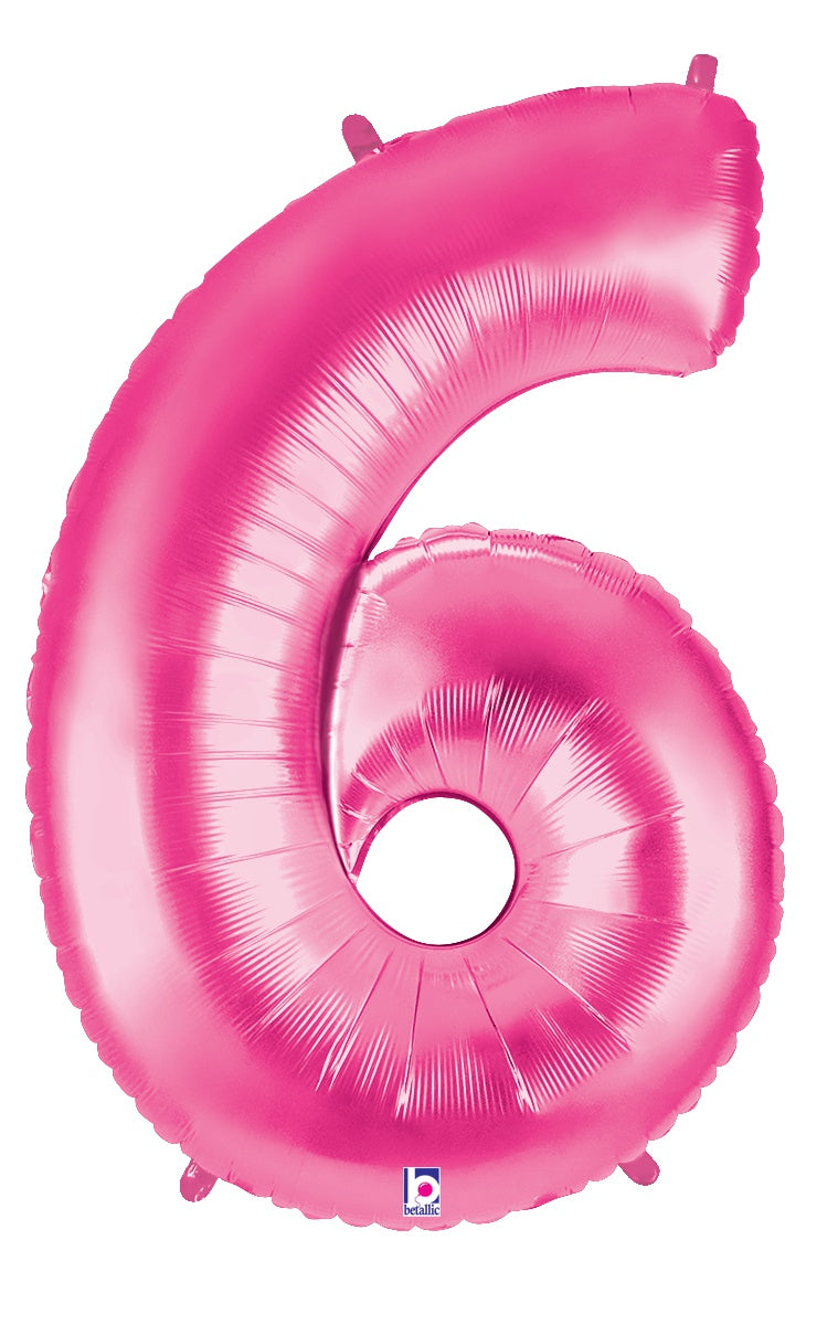 betallic-number-6-pink-folienballon-34-zoll-holographic image 1