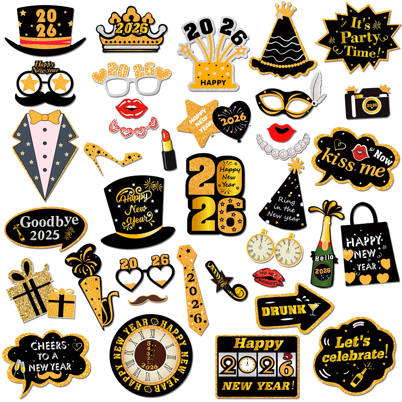 howaf-silvester-fotobox-41-st-ck-schwarz-gold-2026 image 2