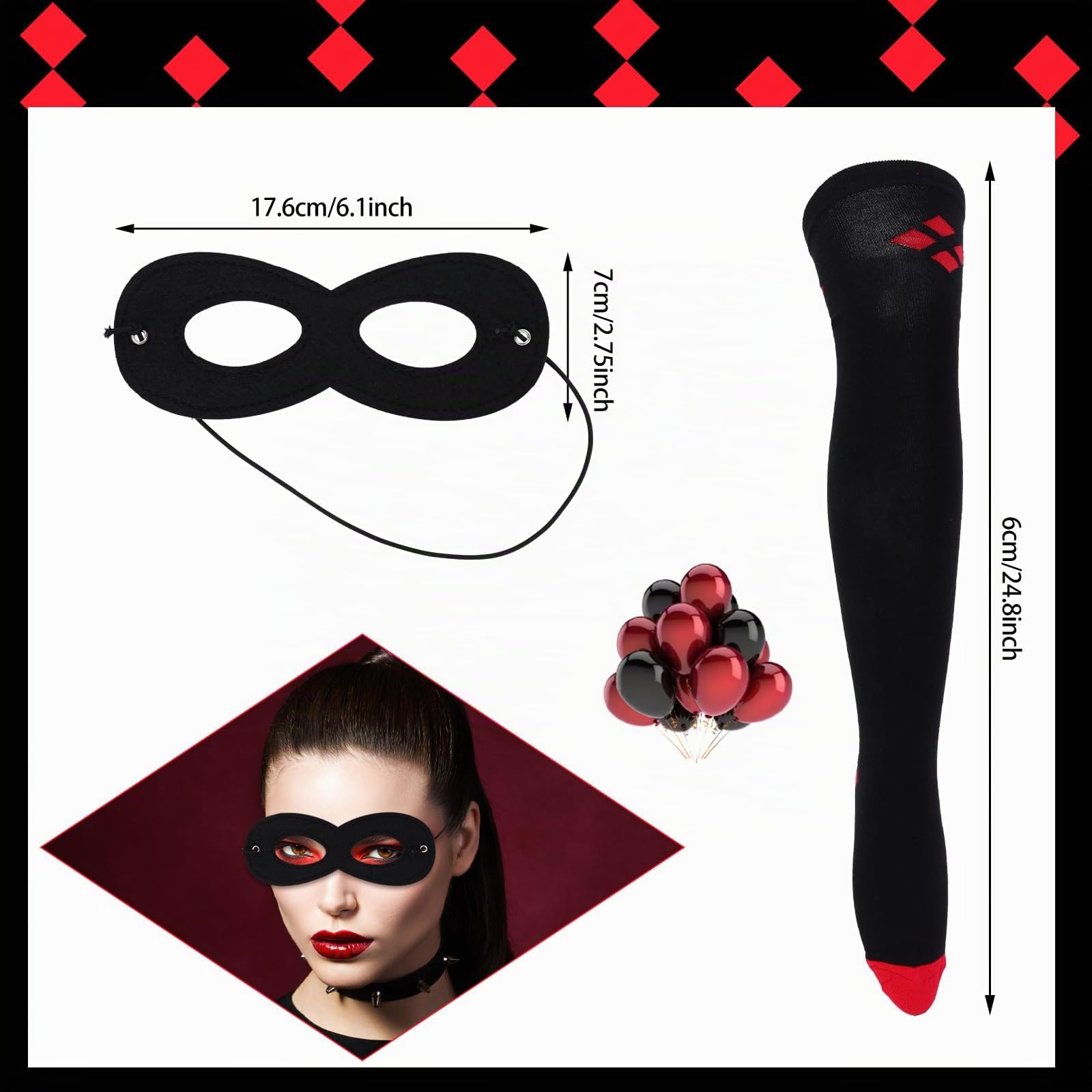 howaf-clown-kost-m-damen-set-schwarz-rot-5-teilig image 3
