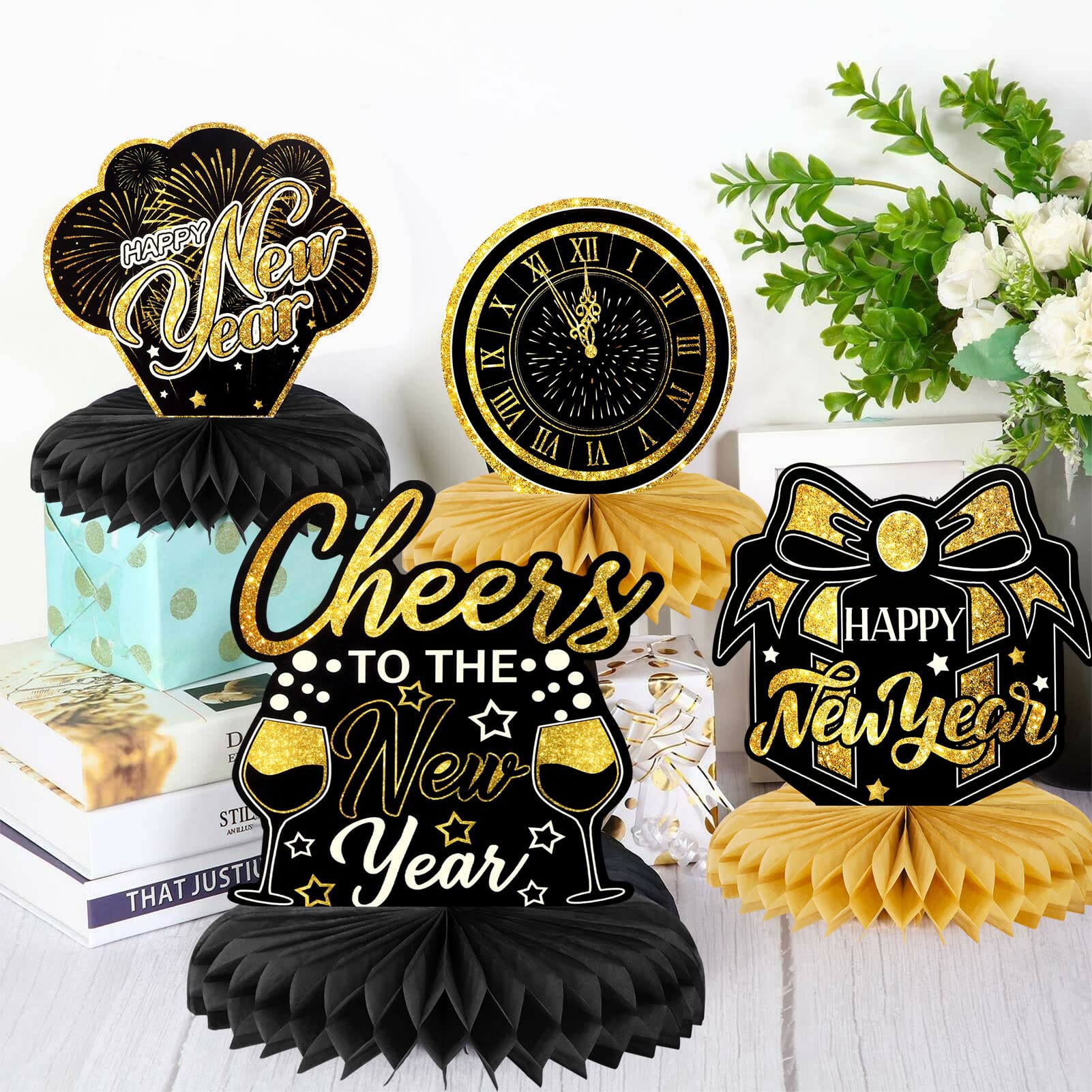 howaf-silvester-deko-2027-bienenwabe-9-st-ck-schwarz-gold image 5