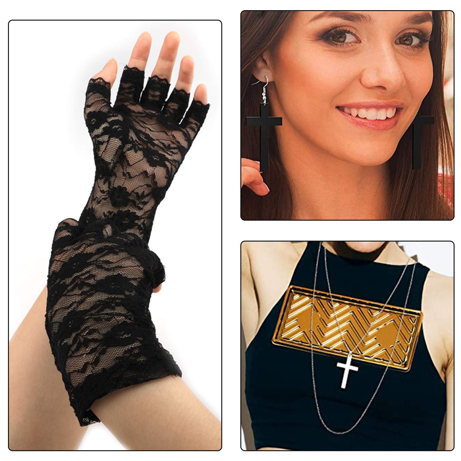howaf-80er-accessoires-damen-set-schwarz-stirnband-handschuhe image 6