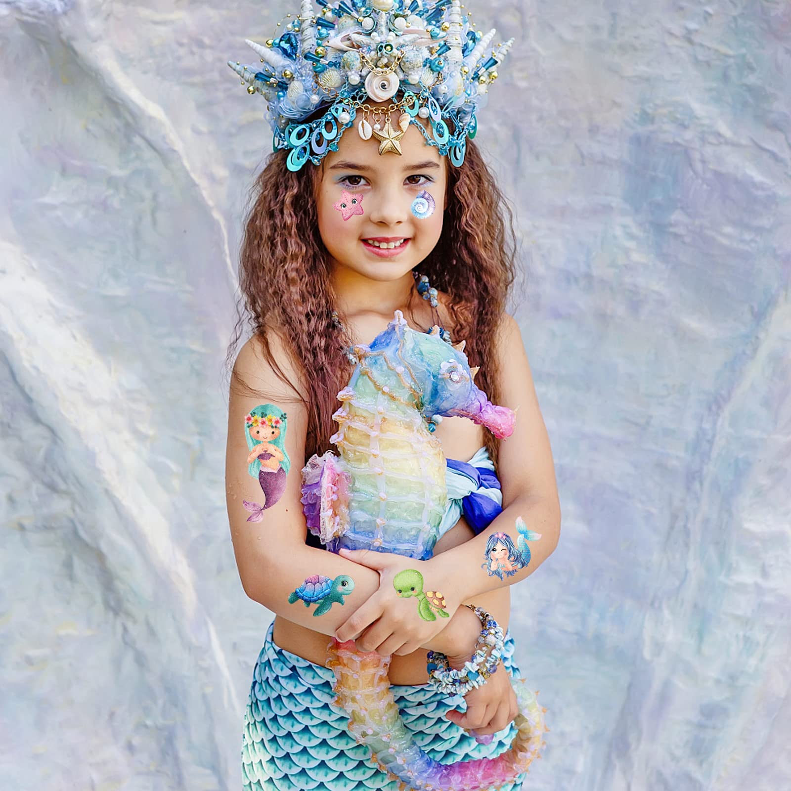 howaf-meerjungfrau-tattoo-kinder-10-bl-tter-glitzer-set-m-dchen image 4