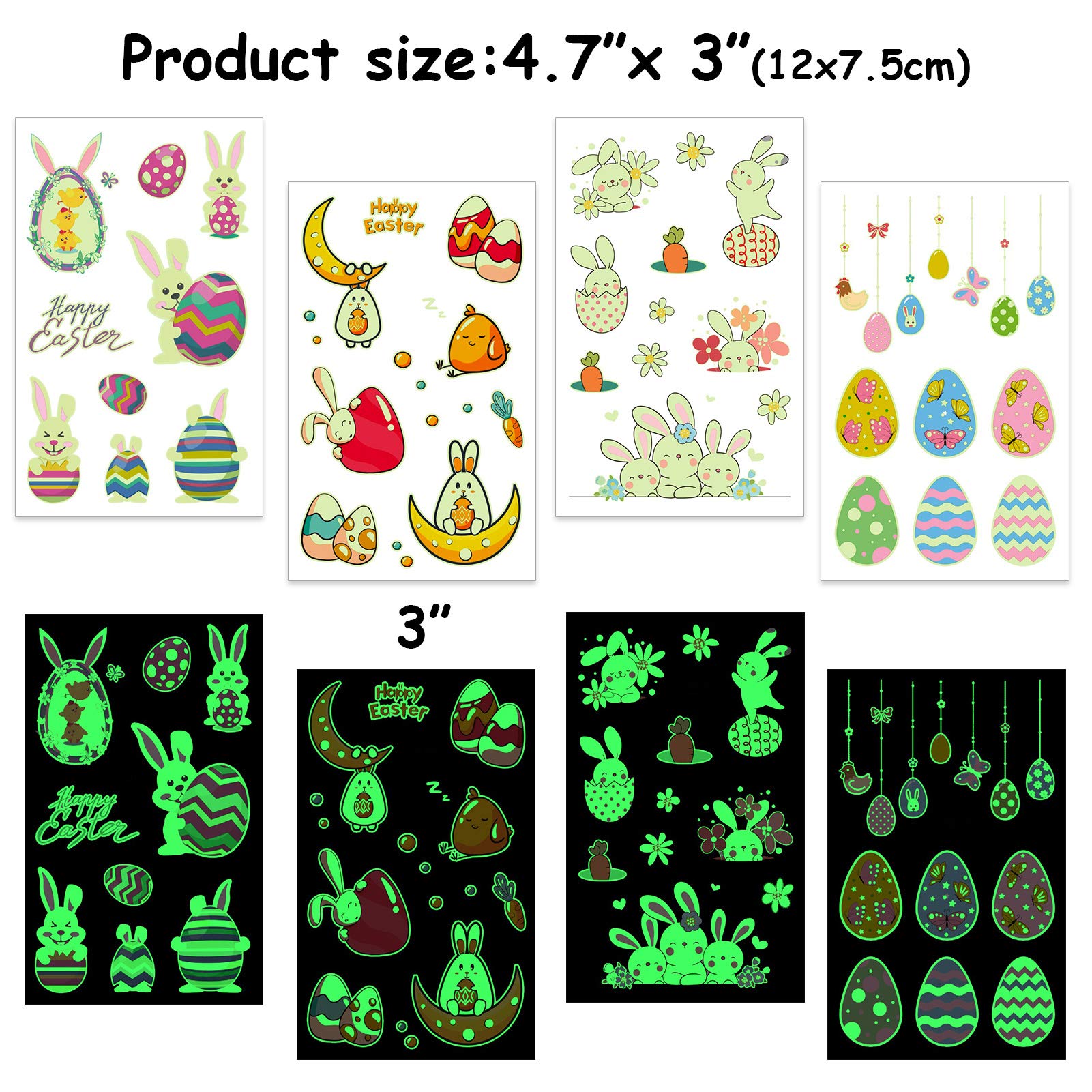 howaf-ostern-tattoo-kinder-12-blatt-leuchttattoos-100-stk image 5