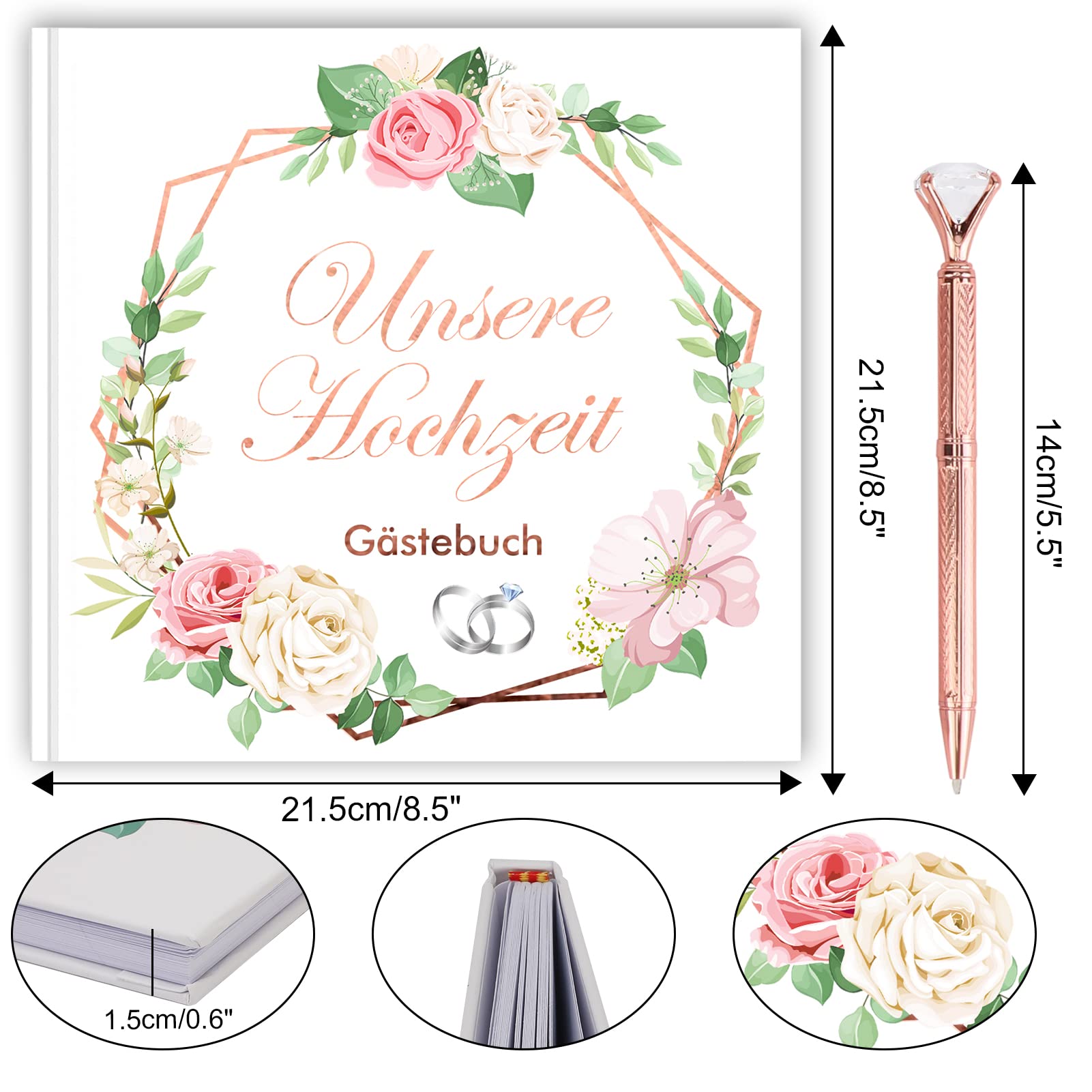 howaf-g-stebuch-hochzeit-vintage-wei-21x21-mit-stift image 3