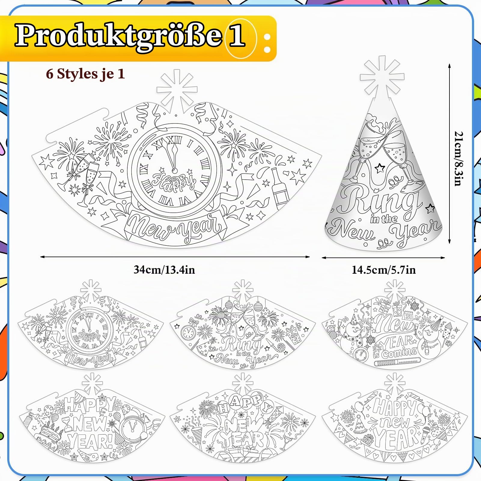 howaf-silvester-deko-zum-ausmalen-huete-brille-set-a image 2