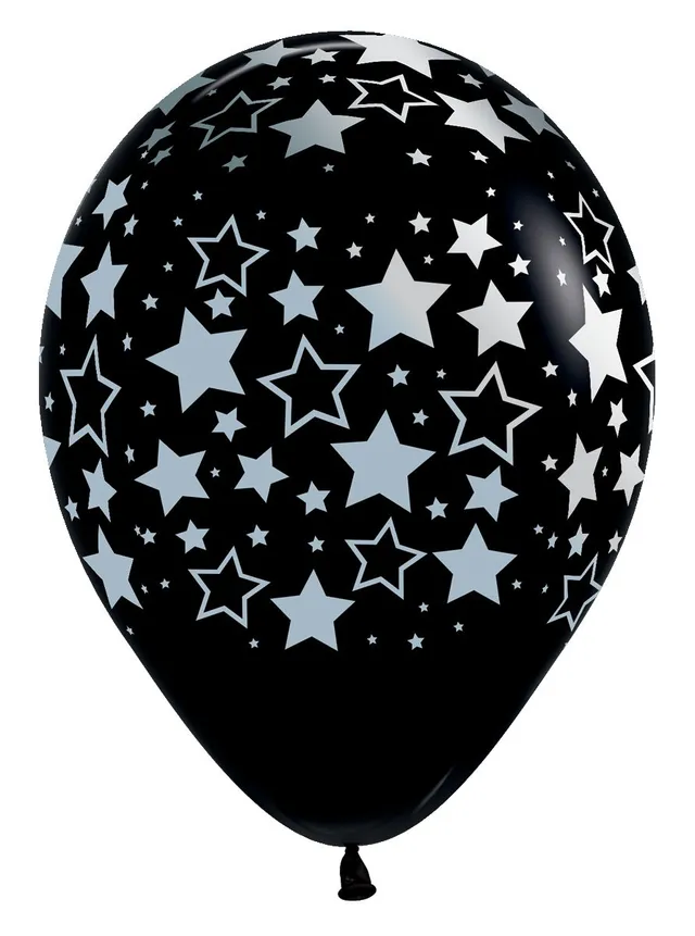 betallic-latex-bold-stars-deluxe-black-luftballons-11-50-stk image 1