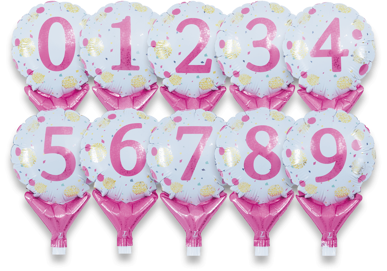 takara-upright-round-5-zoll-folienballon-gold-pink-dots-0-9-10er image 1