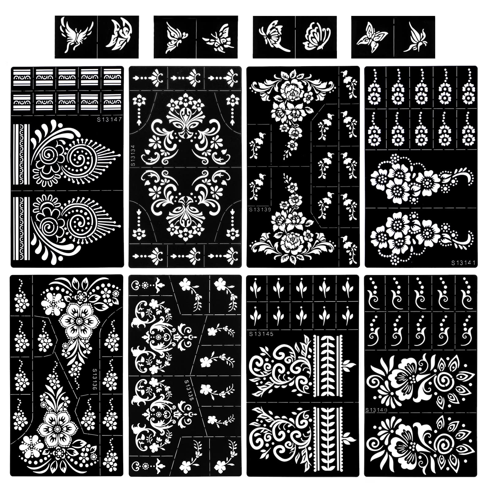 howaf-henna-schablonen-9-blatt-a-feder-mandala-blume image 1