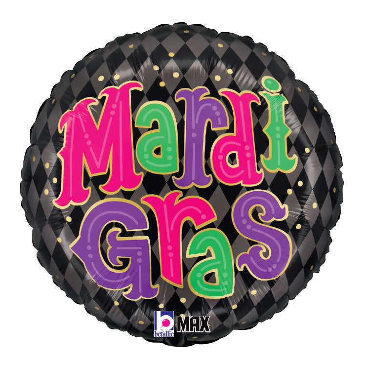 betallic-mardi-gras-party-argyle-folienballon-18-zoll-karneval image 1