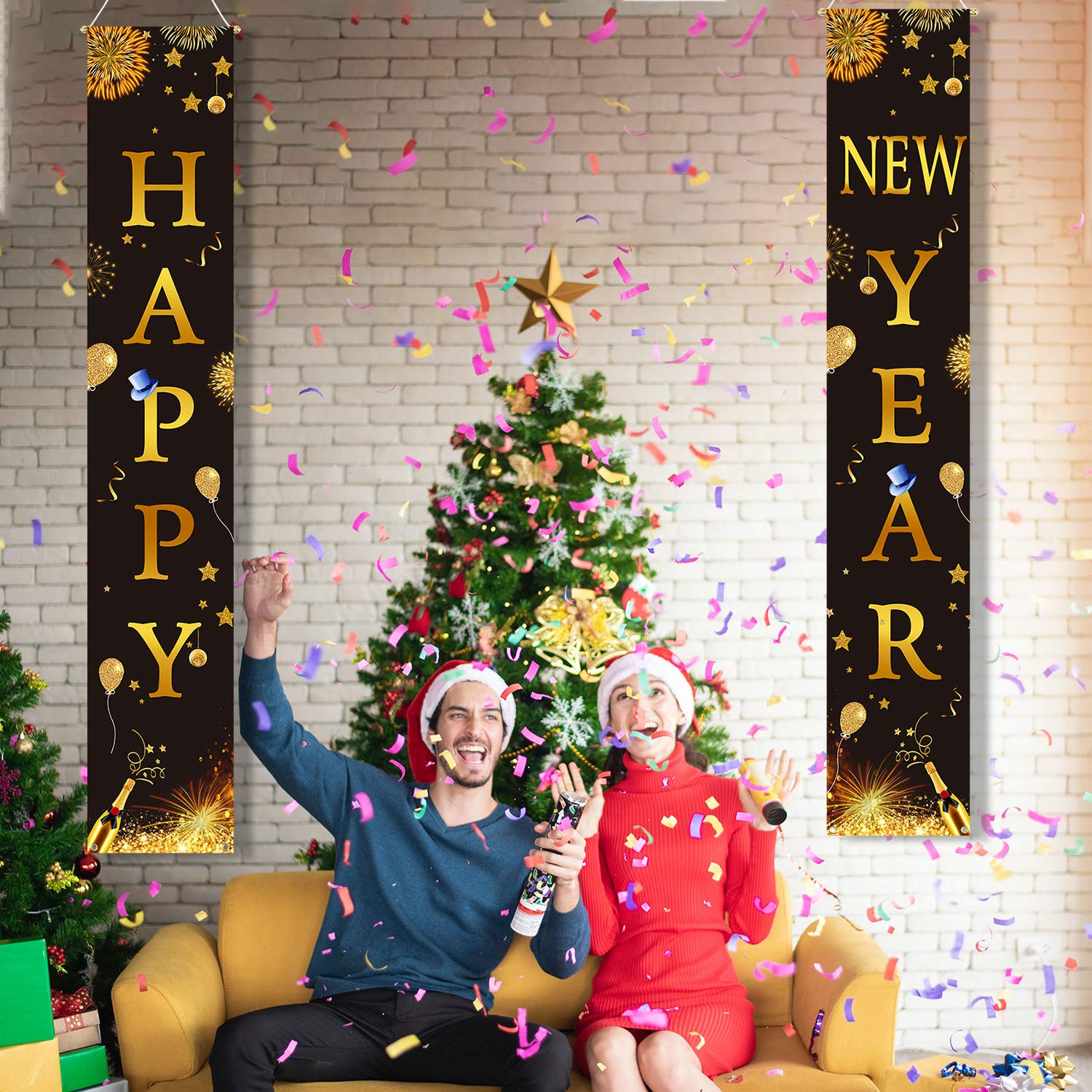 howaf-silvester-deko-banner-schwarz-gold-2-st-ck-t-r-2027 image 7